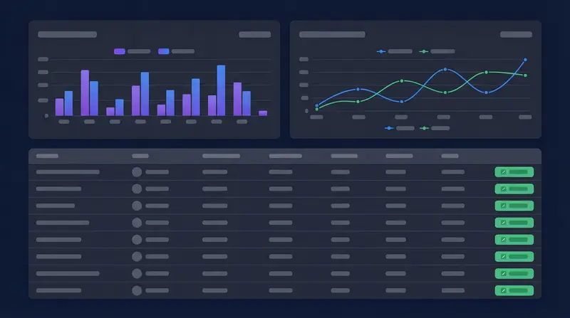 Analytics dashboard with event metrics and attendance data