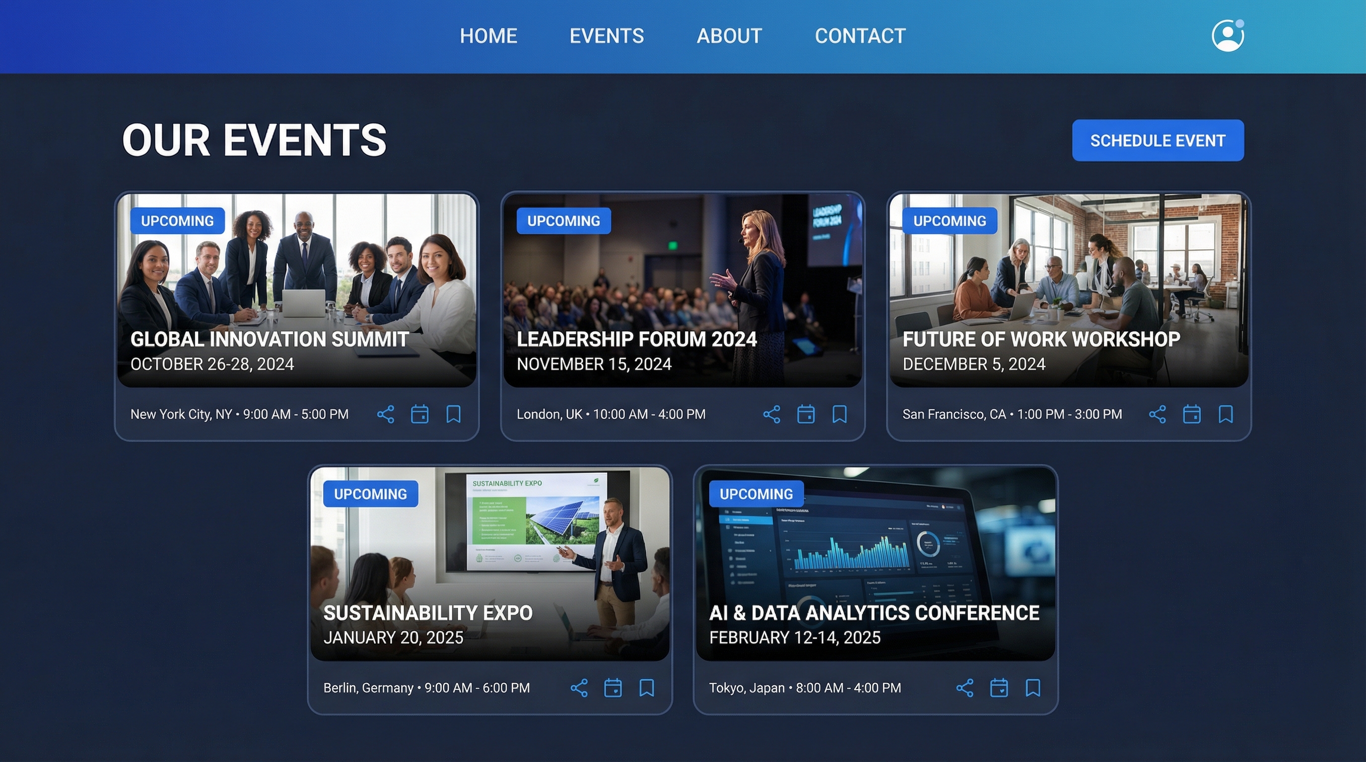 Chumo institute portal showing branded events page